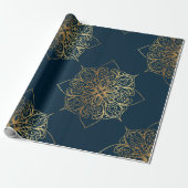 Papier Cadeau Modèle Mandala Damask Or (Déroulé)