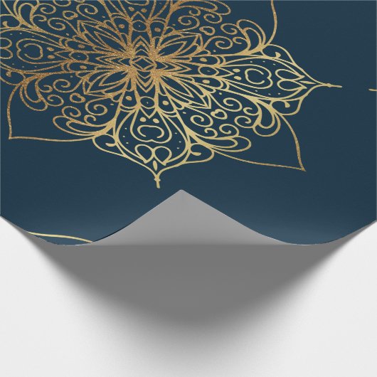 Papier Cadeau Modèle Mandala Damask Or (Coin)