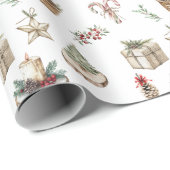 Papier Cadeau Modèle Neutre Rustique Noël BOHO (Coin rond)