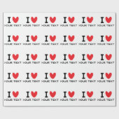 Papier Cadeau Modèle personnalisé J'AIME - CŒUR personnalisé (Plat)