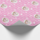 Papier Cadeau Modèle photo de bébé avec des fleurs et des lapins (Coin)