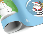 Papier Cadeau Modèle photo de coutume de globe de neige de Noël (Coin rond)