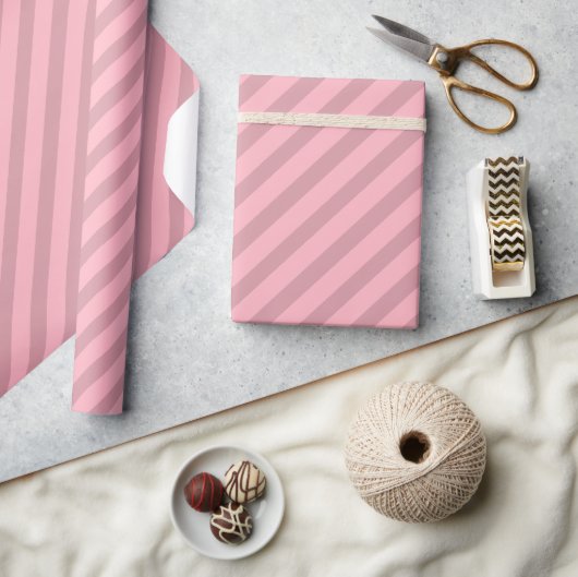 Papier Cadeau Modèle rayé rose cadeau or (Artisanat)