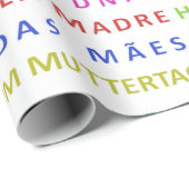 Papier Cadeau Modèle sans couture de fête des mères multilingue (Coin rond)