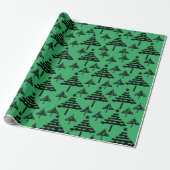Papier Cadeau Modèle simple d'arbre de Noël noir vert vacances (Déroulé)