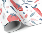 Papier Cadeau Modèle végétal de carottes de tomates (Coin rond)