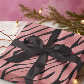 Papier Cadeau Modèle Zèbre rose métallique