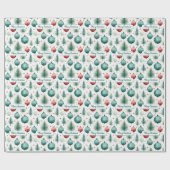 Papier Cadeau Modèles de Noël Verts et Rouges - (Plat)