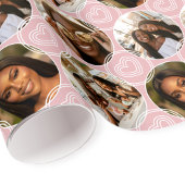 Papier Cadeau Modern 4 Photo Collage Circle Heart Blush Pink