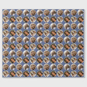 Papier Cadeau Modern 4 Photo Collage Circle Heart Pattern Navy (Plat)