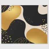 Papier Cadeau Modern Abstract Black and Gold Organic Pattern (Plat)