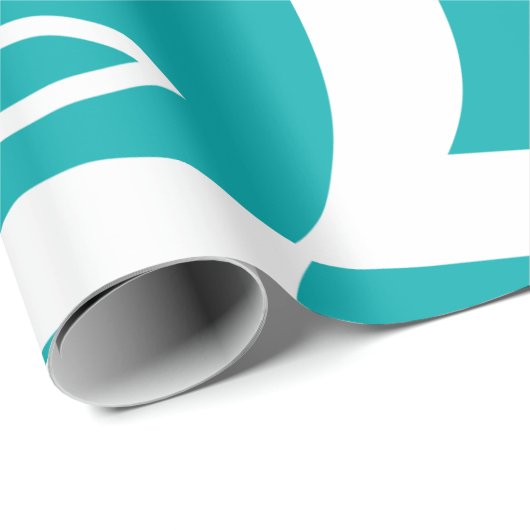 Papier Cadeau Modern Abstract Face Line Art Teal (Coin rond)