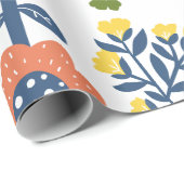 Papier Cadeau Modern beautiful flower pattern Pink yellow green (Coin rond)