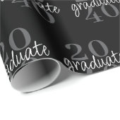 Papier Cadeau Modern Black Graduation Year Custom Gift (Coin rond)