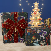 Papier Cadeau Modern Black Nutcracker Mouse King Ballerina Xmas