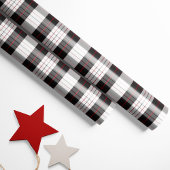 Papier Cadeau Modern Black White and Red Plaid Wrapping Paper