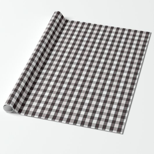 Papier Cadeau Modern Black White and Red Plaid Wrapping Paper (Déroulé)