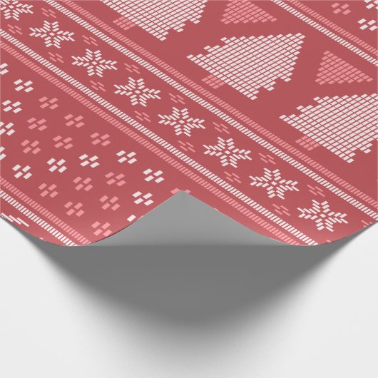 Papier Cadeau Modern Blocky Christmas Tree Pattern (Coin)