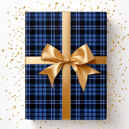 Papier Cadeau Modern Blue Plaid Pattern