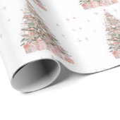 Papier Cadeau Modern Blush Christmas Tree – Personalized Holiday (Coin rond)