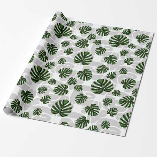 Papier Cadeau Modern Boho Botanical Leaves Pattern (Déroulé)