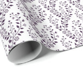 Papier Cadeau Modern Boho Floral Pattern Plum White (Coin rond)
