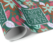Papier Cadeau Modern Botanical Happy Holy Christmas (Coin rond)