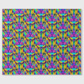 Papier Cadeau Modern cat psychedelic pattern unique colorful (Plat)