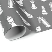 Papier Cadeau Modern Chess Pieces Pattern Wrapping Paper (Coin rond)