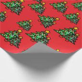 Papier Cadeau Modern Christmas Trees Wrapping Red Paper (Coin)