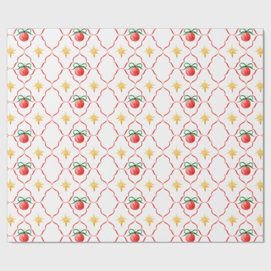 Papier Cadeau Modern Coquette Christmas Bauble Star Pattern (Plat)