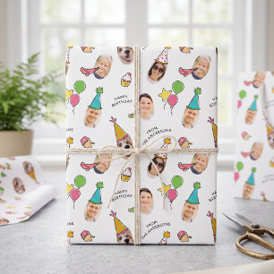 Papier Cadeau Modern Cute Funny Anniversaire Casquette Photo