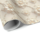 Papier Cadeau Modern Elegant "3D" Look Wedding Floral Gift Wrap (Coin rond)