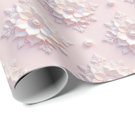 Papier Cadeau Modern Elegant "3D" Look Wedding Floral Gift Wrap (Coin rond)