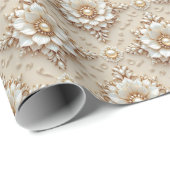 Papier Cadeau Modern Elegant "3D" Look Wedding Floral Gift Wrap (Coin rond)