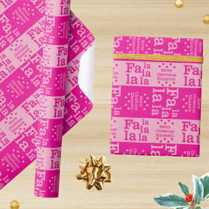 Papier Cadeau Modern Fa La Hot Pink Simple Christmas Ajouter un