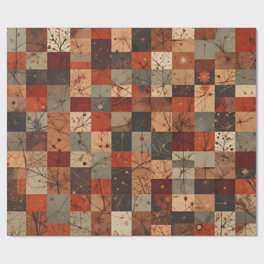 Papier Cadeau Modern Geometric Christmas Grid Seamless Pattern (Plat)