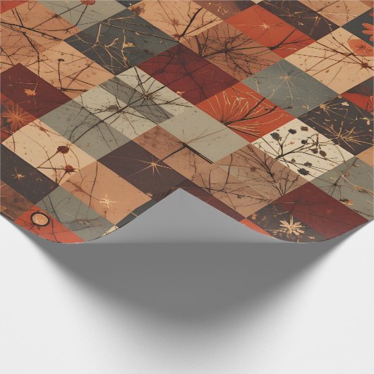 Papier Cadeau Modern Geometric Christmas Grid Seamless Pattern (Coin)