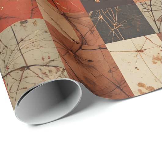 Papier Cadeau Modern Geometric Christmas Grid Seamless Pattern (Coin rond)