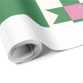 Papier Cadeau Modern Geometric Gift Wrapping Paper – Pink & Gree (Coin rond)