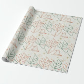 Papier Cadeau Modern Geometric Leaf Pattern Wrapping Paper  (Déroulé)