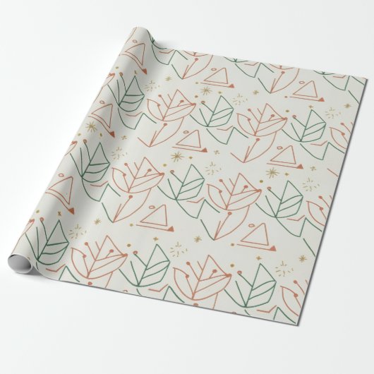 Papier Cadeau Modern Geometric Leaf Pattern Wrapping Paper  (Déroulé)