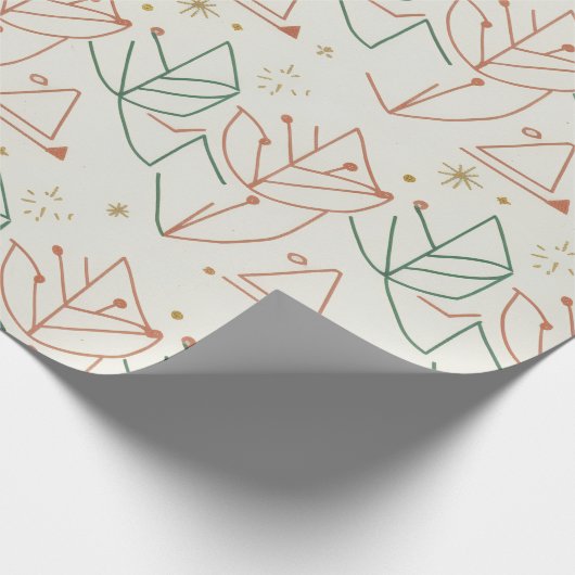 Papier Cadeau Modern Geometric Leaf Pattern Wrapping Paper  (Coin)