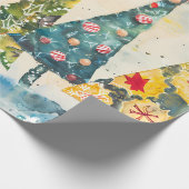 Papier Cadeau Modern Geometric Patchwork Christmas Tree (Coin)