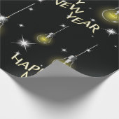 Papier Cadeau Modern Glowing Light Bulbs Happy New Year (Coin)
