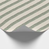 Papier Cadeau Modern Green Drawn Stripes Cream Wrapping Paper (Coin)