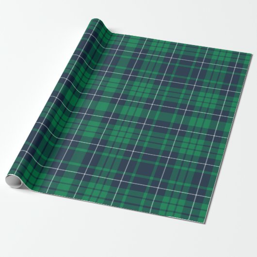 Papier Cadeau Modern Green Plaid Pattern (Déroulé)