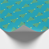 Papier Cadeau Modern Holiday Christmas Trees on Teal Background (Coin)