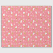 Papier Cadeau Modern Ice Cream Pink Winter Christmas Pattern (Plat)
