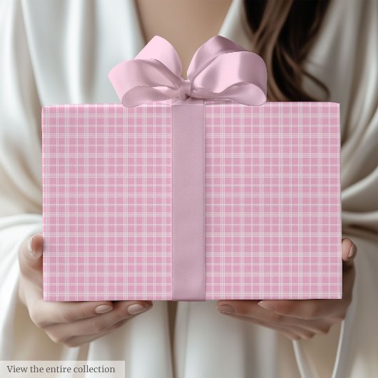 Papier Cadeau Modern Light Pink Plaid 80th Birthday Gift Wrap
